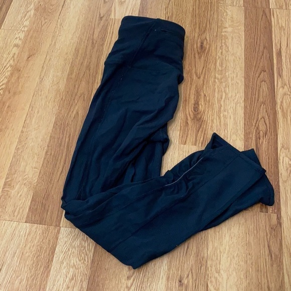 Lululemon / Ruched Calves Thigh Pocket Yoga Workout Leggings Navy Blue Size 2 - Picture 1 of 7